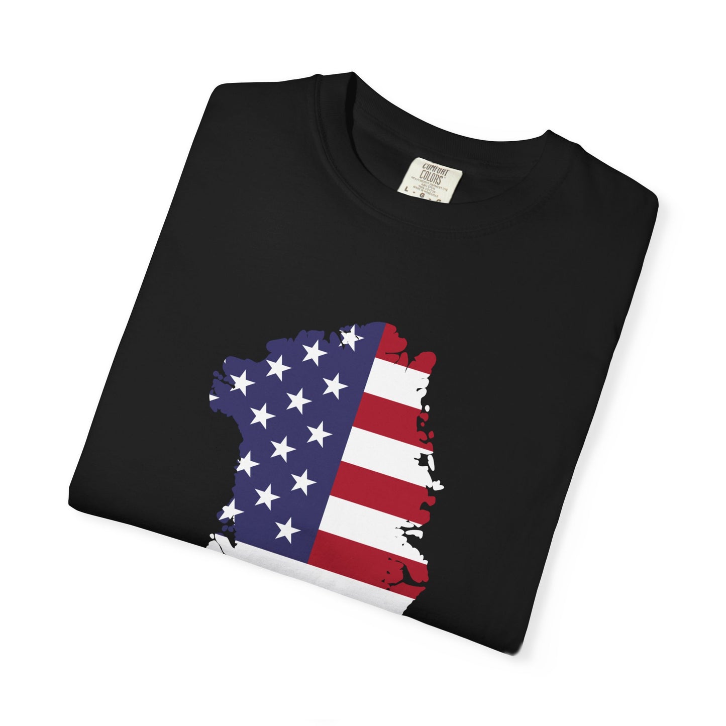 USA Greenland Flag Map T-Shirt — Distressed American Flag Silhouette Tee
