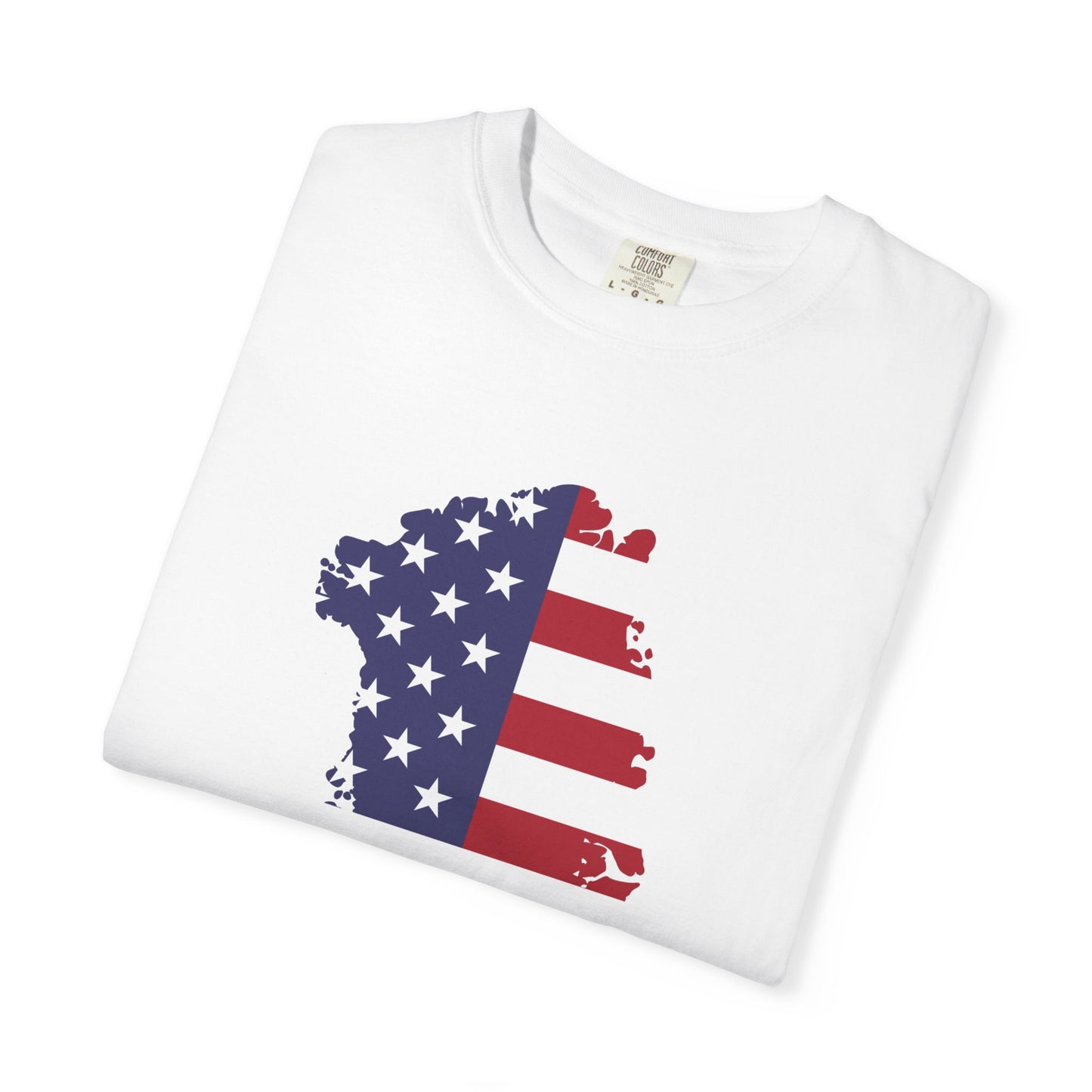 USA Greenland Flag Map T-Shirt — Distressed American Flag Silhouette Tee
