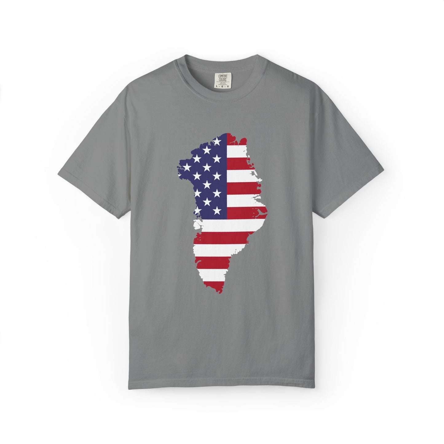 USA Greenland Flag Map T-Shirt — Distressed American Flag Silhouette Tee
