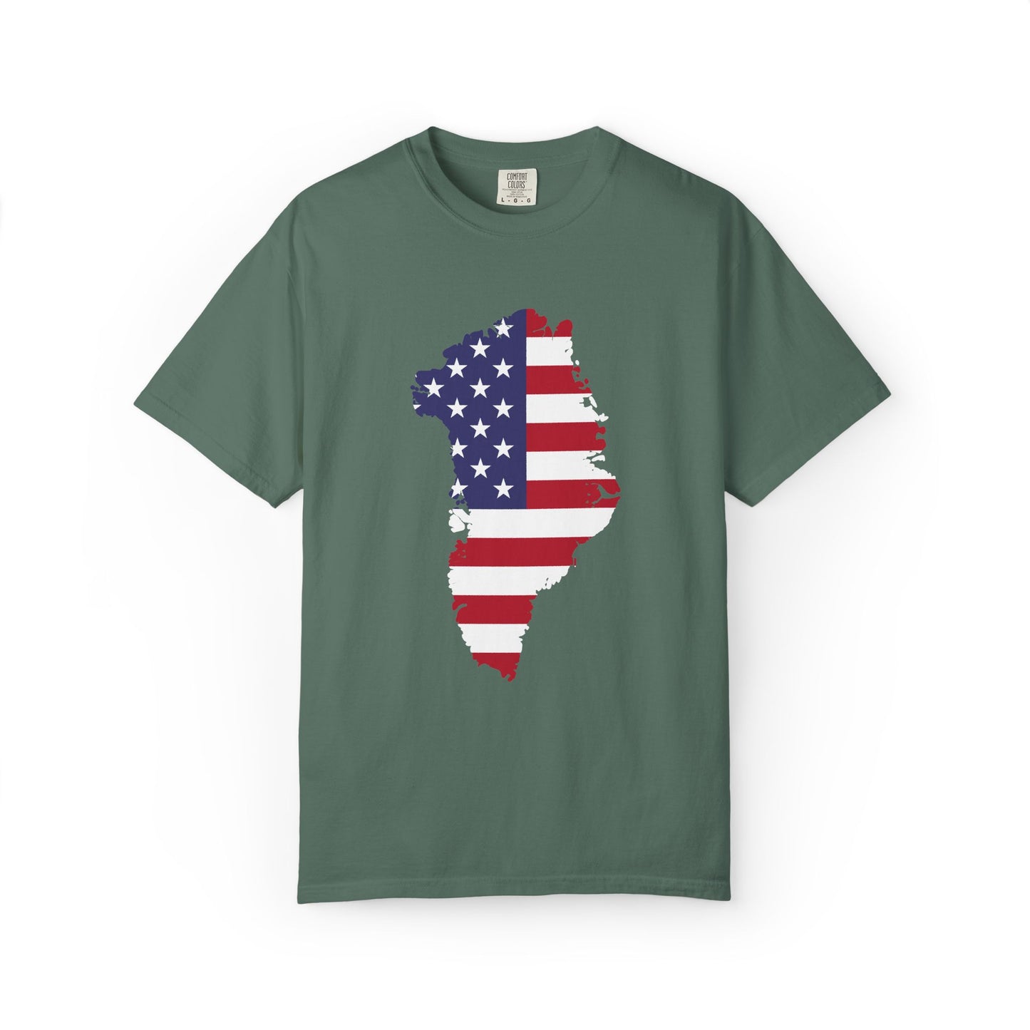 USA Greenland Flag Map T-Shirt — Distressed American Flag Silhouette Tee