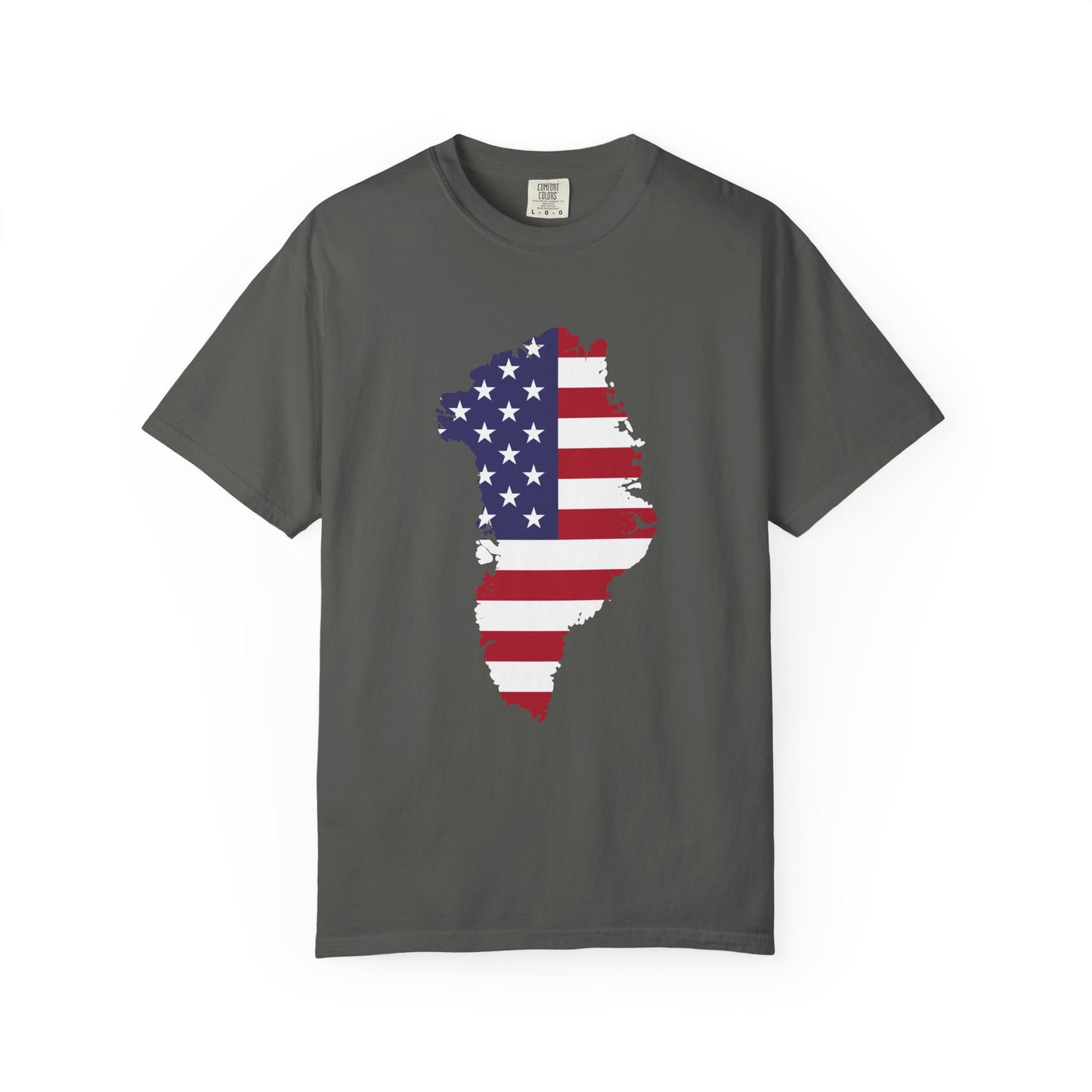 USA Greenland Flag Map T-Shirt — Distressed American Flag Silhouette Tee