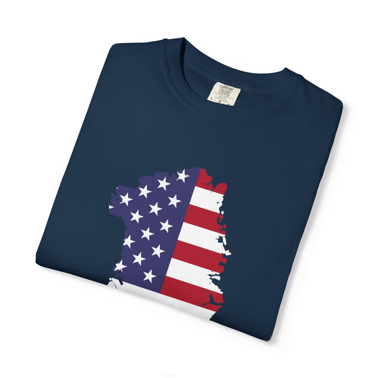 USA Greenland Flag Map T-Shirt — Distressed American Flag Silhouette Tee